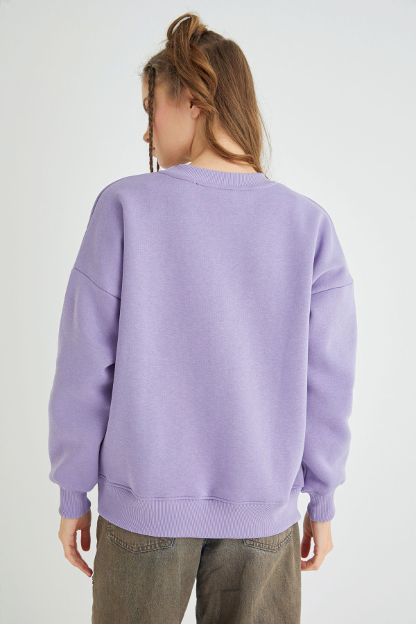 Lisanslı Baskılı Kalın Oversize Sweatshirt - 5