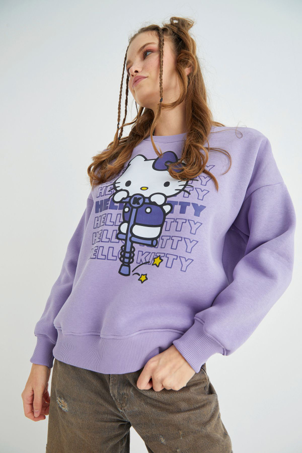 Lisanslı Baskılı Kalın Oversize Sweatshirt - 2