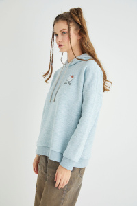 Lisanslı Baskılı Kapüşonlu Fit Yeşil Sweatshirt - 4