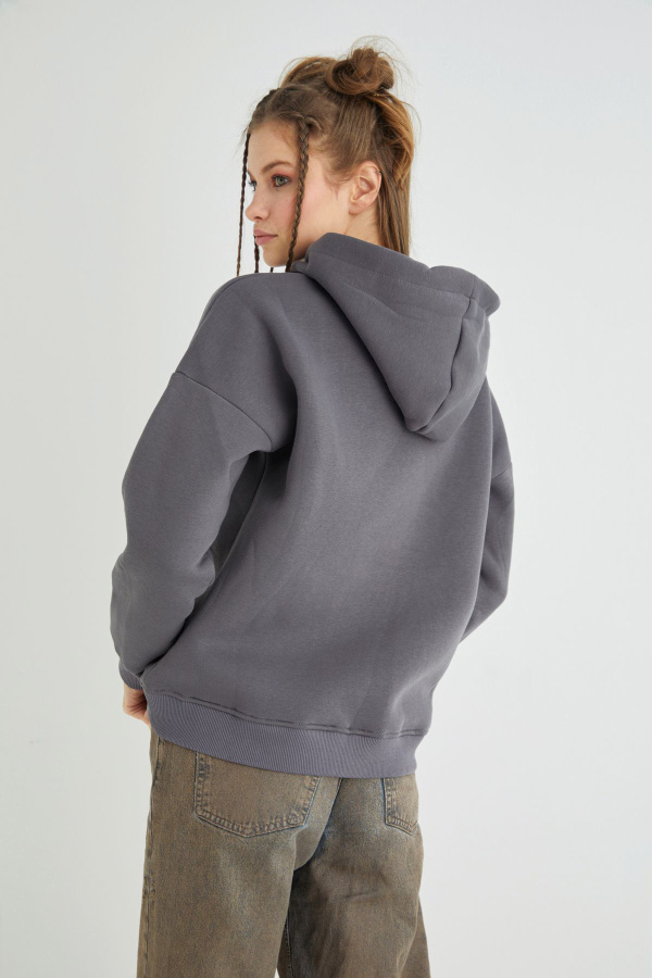 Lisanslı Baskılı Kapüşonlu Kalın Fit Sweatshirt - 4