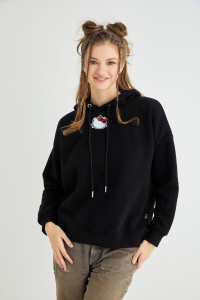Lisanslı Baskılı Kapüşonlu Kalın Sweatshirt - Hello Kitty