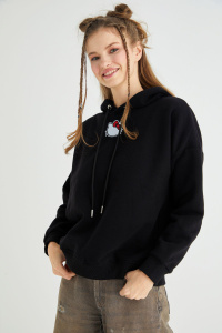 Lisanslı Baskılı Kapüşonlu Kalın Sweatshirt - 3