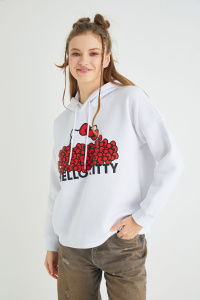 Lisanslı Baskılı Kapüşonlu Kalın Sweatshirt - 3