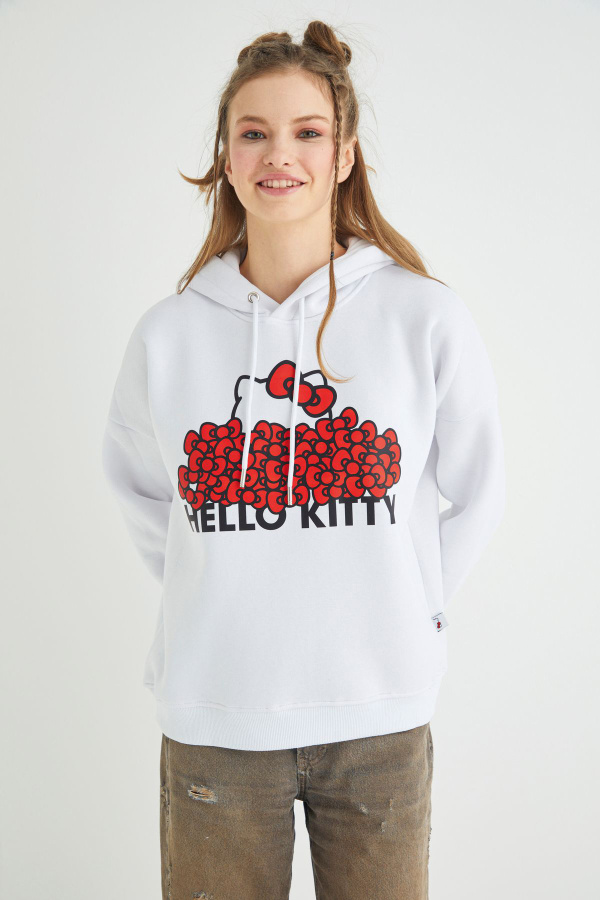 Lisanslı Baskılı Kapüşonlu Kalın Sweatshirt - 1
