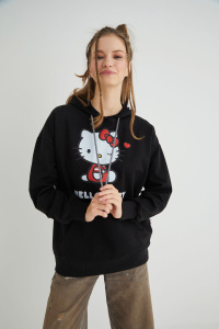Lisanslı Baskılı Kapüşonlu Oversize Fit Sweatshirt - 3