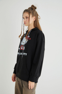 Lisanslı Baskılı Kapüşonlu Oversize Fit Sweatshirt - 4