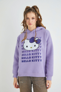 Lisanslı Baskılı Kapüşonlu Oversize Sweatshirt - 3