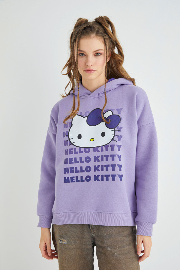 Lisanslı Baskılı Kapüşonlu Oversize Sweatshirt - 4