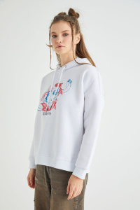Lisanslı Baskılı Kapüşonlu Oversize Sweatshirt - 4
