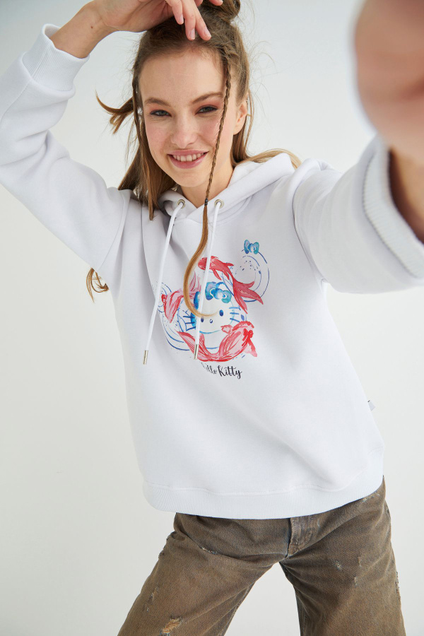 Lisanslı Baskılı Kapüşonlu Oversize Sweatshirt - 3