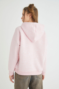 Lisanslı Baskılı Kapüşonlu Pembe Sweatshirt - 5