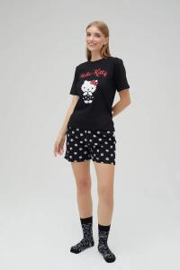 Lisanslı Baskılı Kısa Kollu Şortlu Pijama Takımı - 4