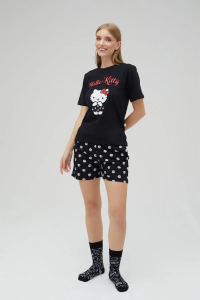 Lisanslı Baskılı Kısa Kollu Şortlu Pijama Takımı - 4