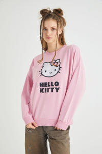 Lisanslı Baskılı Oversize Fit Pembe Sweatshirt - 2