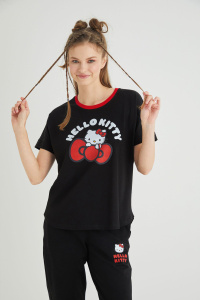 Lisanslı Baskılı Tişört Regular Fit - Hello Kitty