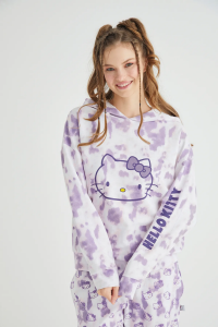 Lisanslı Batik Kapüşonlu Sweatshirt Pijama Üstü - Hello Kitty