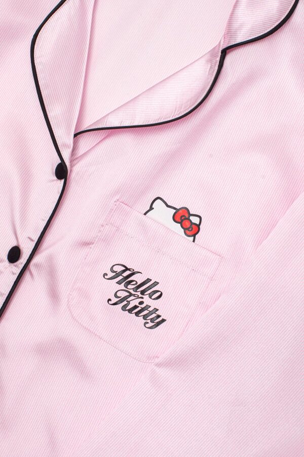 Lisanslı Düğmeli Saten Pantolonlu Pijama Takımı - 2