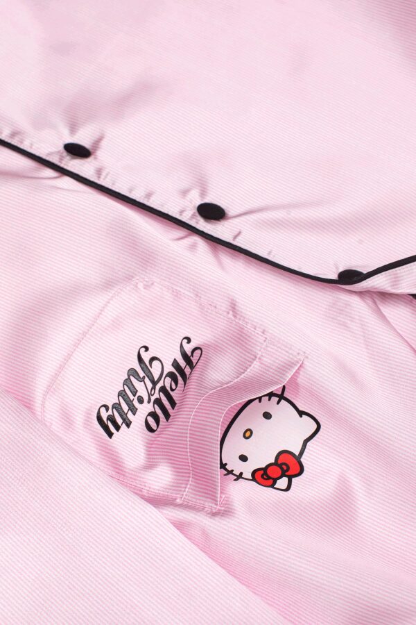 Lisanslı Düğmeli Saten Pantolonlu Pijama Takımı - 3