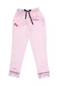 Lisanslı Düğmeli Saten Pantolonlu Pijama Takımı - Hello Kitty