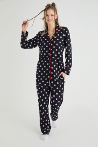 Lisanslı Düğmeli Uzun Kol Pijama Takım Roz-63 - 2