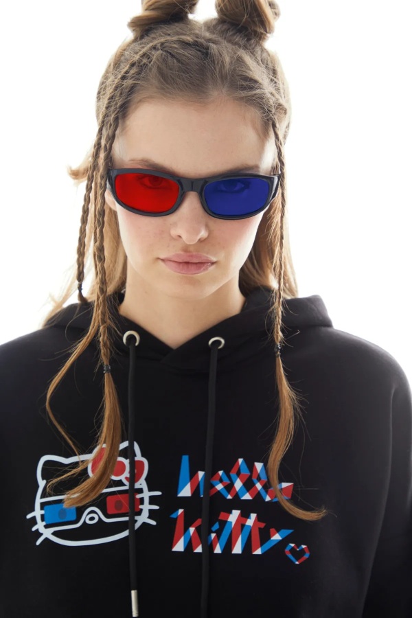 Lisanslı Kapüşonlu Kalın Oversize Siyah Sweatshirt - 4