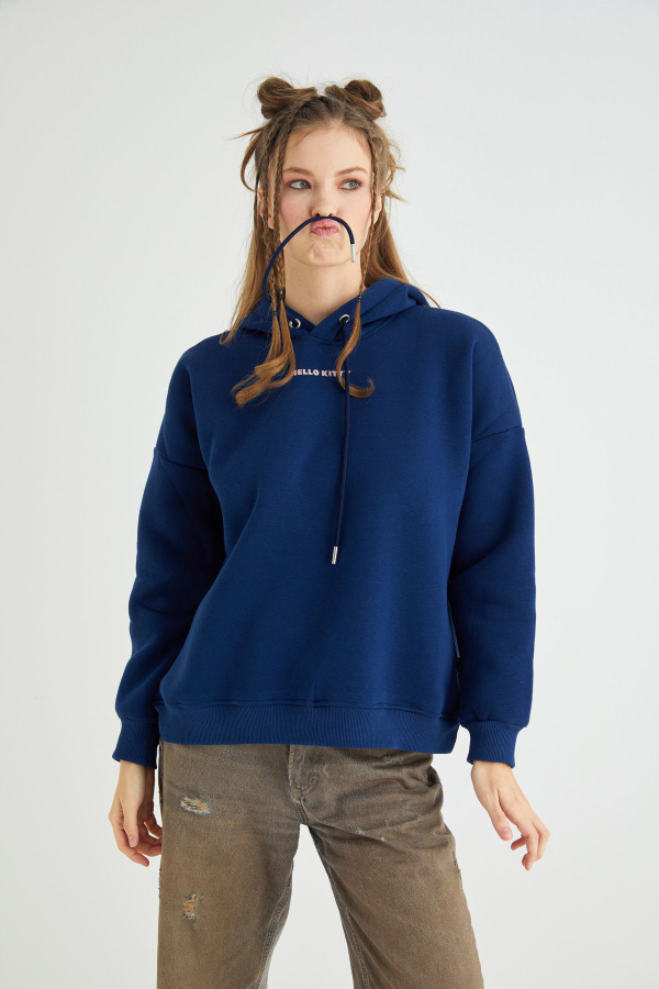 Lisanslı Kapüşonlu Kalın Sweatshirt - 5