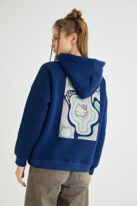 Lisanslı Kapüşonlu Kalın Sweatshirt - 7