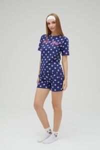 Lisanslı Kısa Kollu Şortlu Lacivert Pijama Takımı - 2