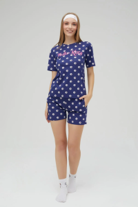 Lisanslı Kısa Kollu Şortlu Lacivert Pijama Takımı - 3