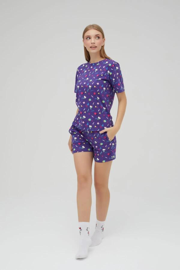 Lisanslı Kısa Kollu Şortlu Pamuklu Pijama Takımı - 4