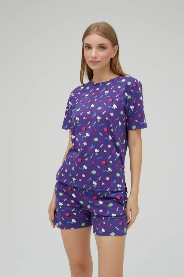 Lisanslı Kısa Kollu Şortlu Pamuklu Pijama Takımı - 1