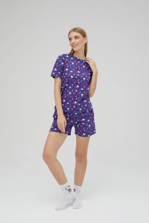 Lisanslı Kısa Kollu Şortlu Pamuklu Pijama Takımı - 5