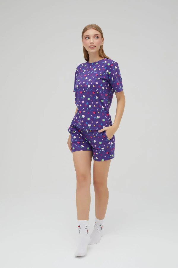 Lisanslı Kısa Kollu Şortlu Pamuklu Pijama Takımı - 4