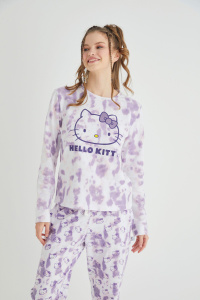 Lisanslı Uzun Kollu Mor Batik Pijama Takımı - 2