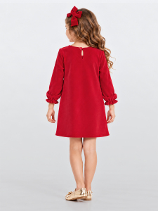 Little Deer Girl Red Velvet Xmas Dress - 2