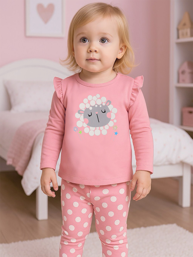 Little Lamb Baby Girl T-shirt and Leggings Set - 1