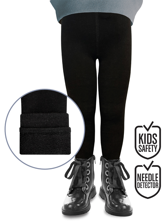 Long Lenght Thick Cotton Black Leggings - 1