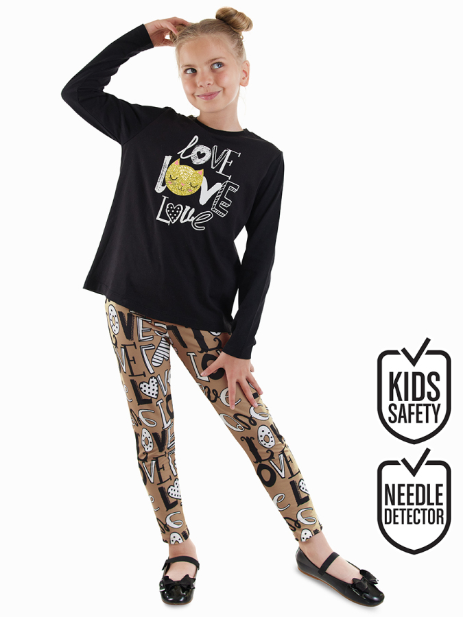 Love Kız Çocuk T-shirt Tayt Takım - 1