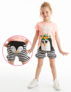 Love Me Kız Çocuk T-shirt Şort Takım - Denokids