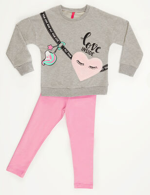 Love Inside Girl Sweatshirt&Leggings Set