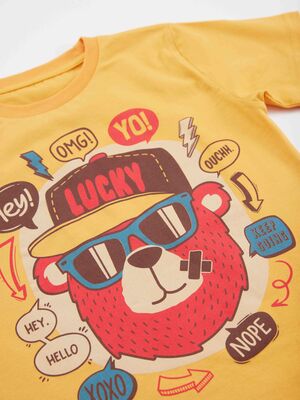 Lucky Bear Erkek Çocuk T-shirt Kapri Şort Takım