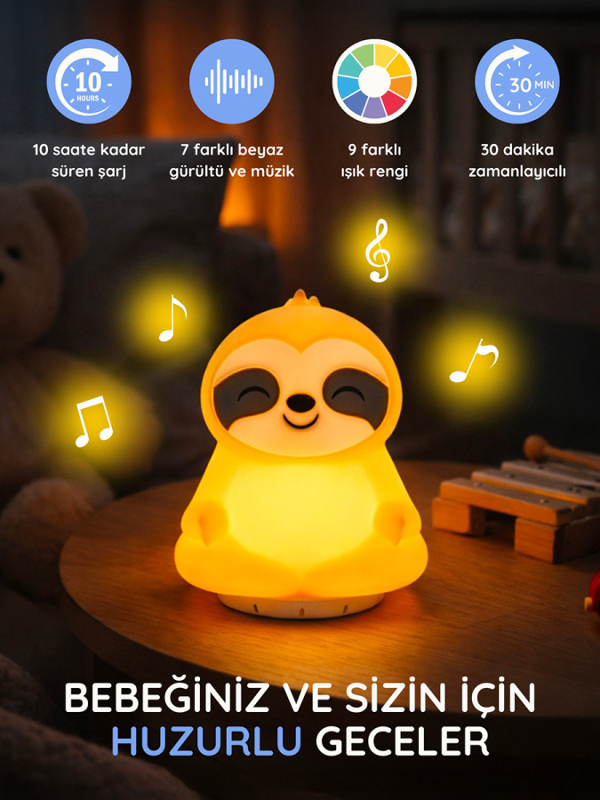 Lumaverse Lunora Beyaz Gürültü Makinesi | Bebek Uyku Cihazı | 7 Ses 9 Renk | Gece Lambası - 2