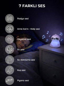 Lumaverse Lunora Beyaz Gürültü Makinesi | Bebek Uyku Cihazı | 7 Ses 9 Renk | Gece Lambası - 7