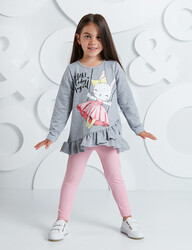 Magic Girl Pink/Grey Tunic+Leggings Set - 1