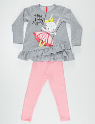 Magic Girl Pink/Grey Tunic+Leggings Set - 3