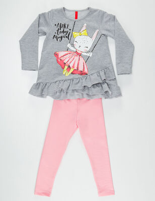 Magic Girl Pink/Grey Tunic+Leggings Set - 3