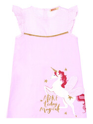 Magical Unicorn Pink Girl Poplin Dress - Thumbnail