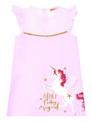 Magical Unicorn Pink Girl Poplin Dress