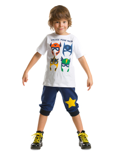 Maske Çetesi Erkek Çocuk T-shirt Kapri Şort Takım - Denokids