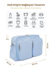 Mavi DuoPack Çok Gözlü Anne Bebek Çantası - 2